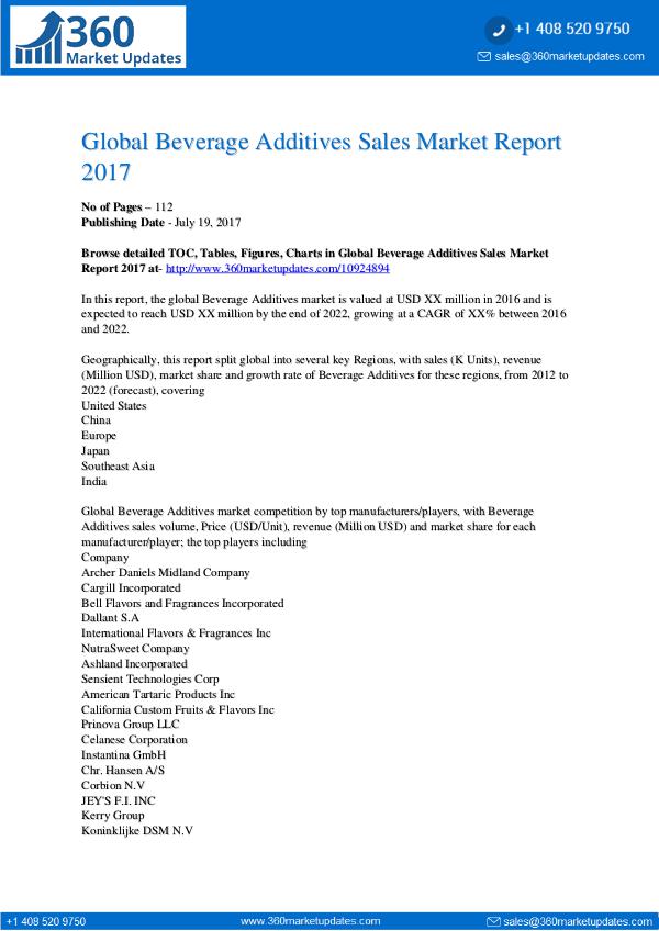 FB Global-Beverage-Additives-Sales-Market-Report-2017