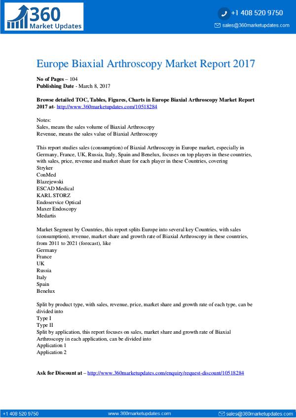 Europe Biaxial Arthroscopy Market Size, Growth Drivers, Market Opport Europe Biaxial Arthroscopy Market -Manufacturers,