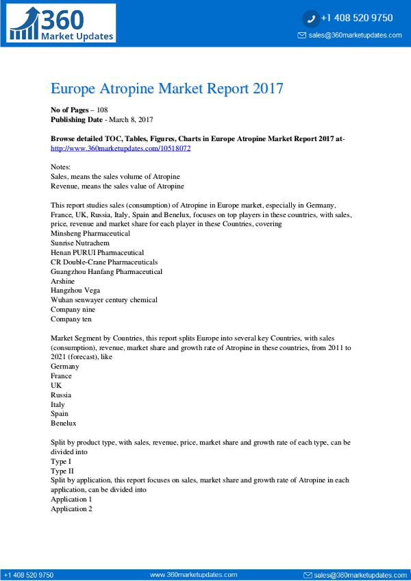 Europe Atropine Market Size, Growth Drivers, Marke