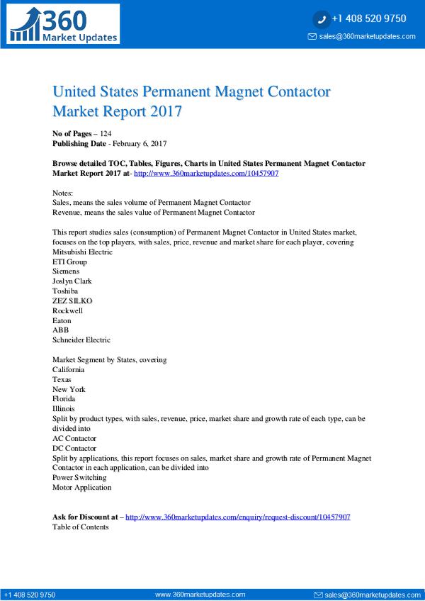 Permanent Magnet Contactor Market 2017 Benefits, Key Market Plans, Fo United-States-Permanent-Magnet-Contactor-