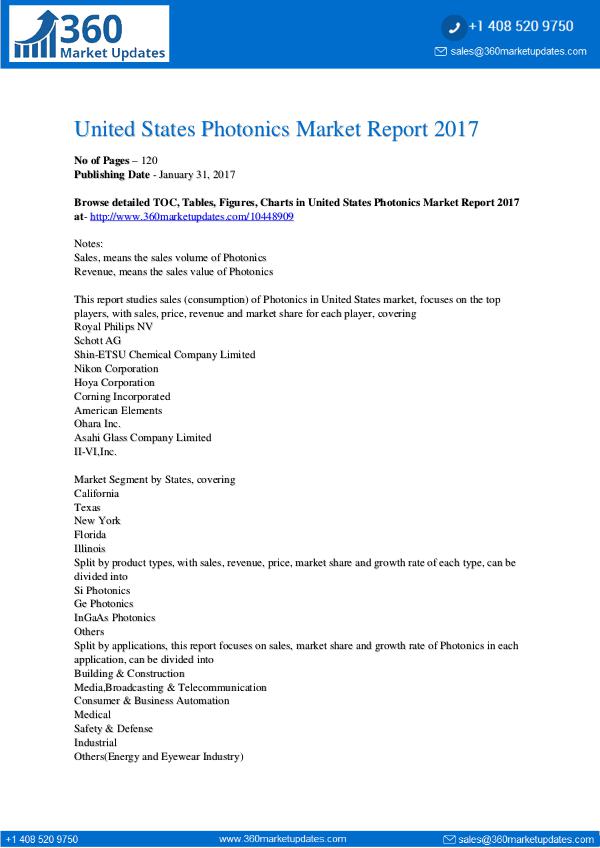Photonics Market: Capacity, Production, Revenue, Price and Gross Marg United-States-Photonics-Market-Report-201