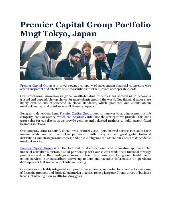Premier Capital Group Portfolio Mngt Tokyo, Japan Premier Capital Group Portfolio Mngt Tokyo, Japan
