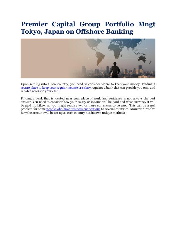 Premier Capital Group Portfolio Mngt Tokyo, Japan Offshore Banking