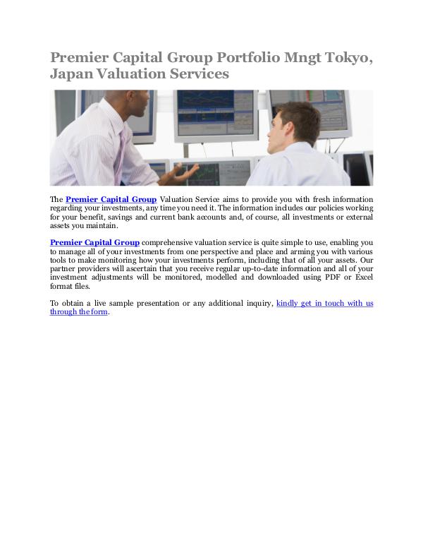 Premier Capital Group Portfolio Mngt Tokyo, Japan Valuation Services