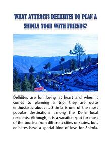 What Attracts Delhiites to Plan a Shimla Tour with Friends?