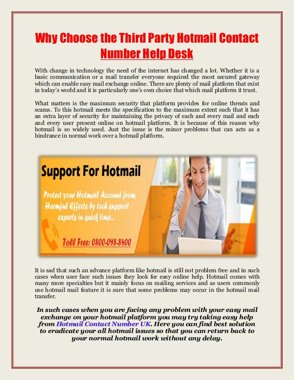 Why Choose the Third Party Hotmail Contact Number Help Desk Why Choose Hotmail Contact Number