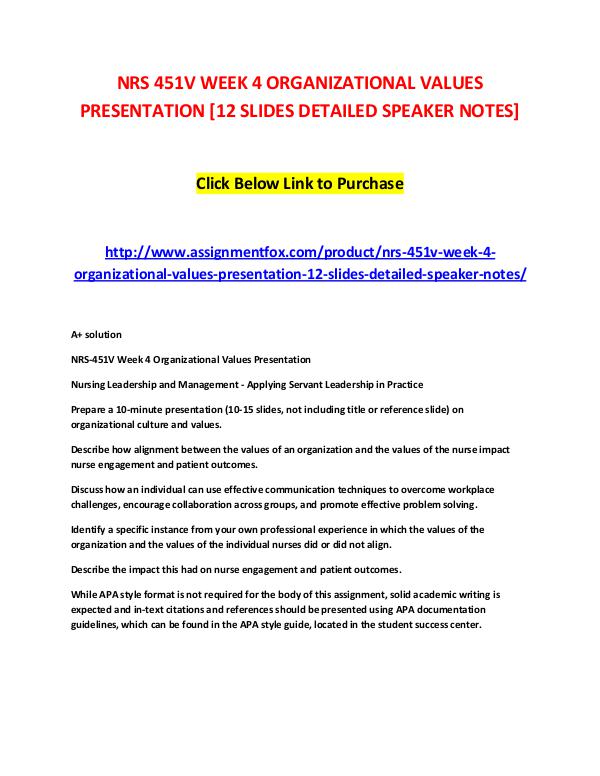 PCN 644 Week 2 Assignment MCMI III PowerPoint NRS 451V WEEK 4 ORGANIZATIONAL VALUES PRESENTATION
