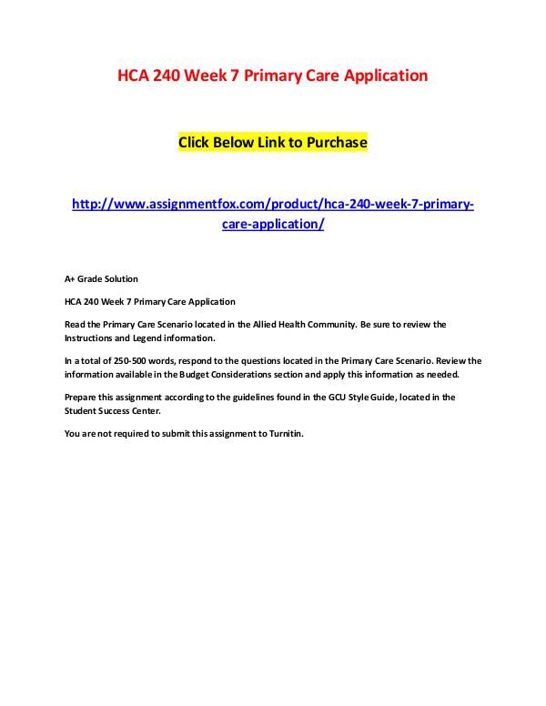 PCN 644 Week 2 Assignment MCMI III PowerPoint HCA 240 Week 7 Primary Care Application