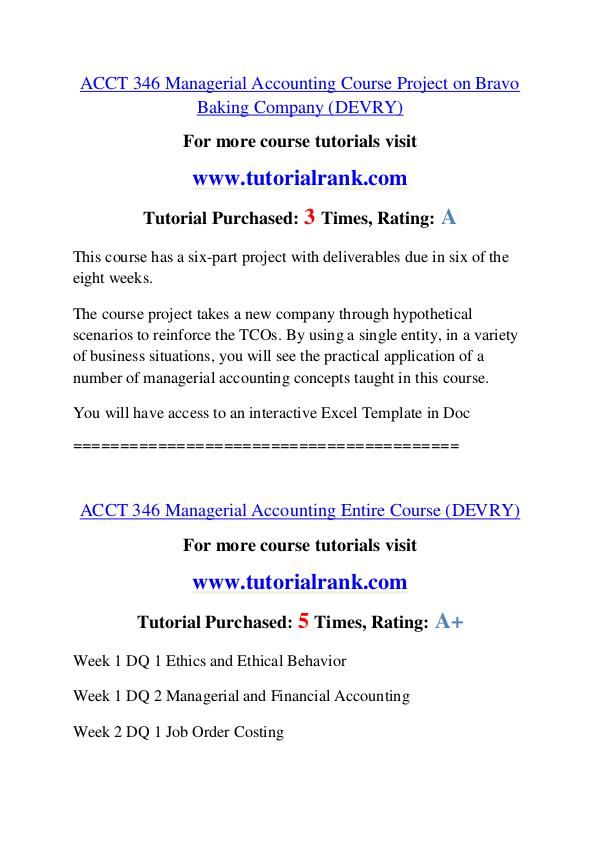 ACCT 346 Experience Tradition / tutorialrank.com ACCT 346 Experience Tradition / tutorialrank.com