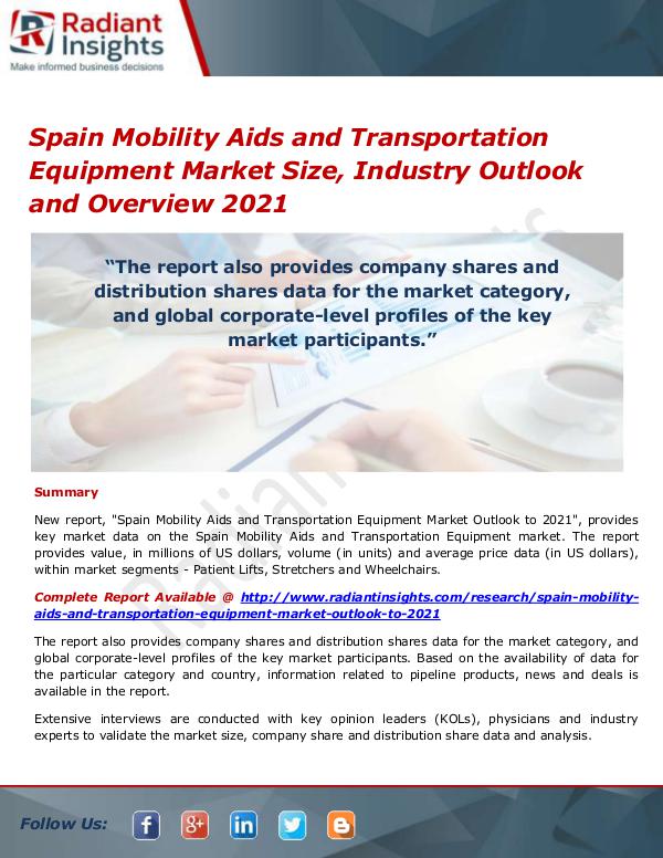 Medical Devices Market Research Reports Spain Mobility Aids and Transportation Equipment M