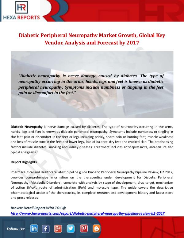 Hexa Reports Industry Diabetic Peripheral Neuropathy Market
