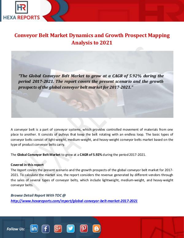 Hexa Reports Industry Conveyor Belt Market