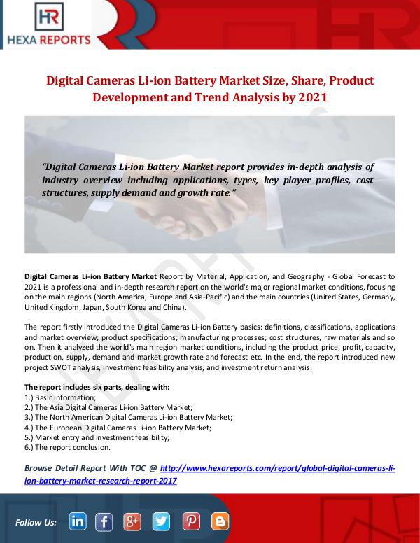 Hexa Reports Industry Digital Cameras Li-ion Battery Market