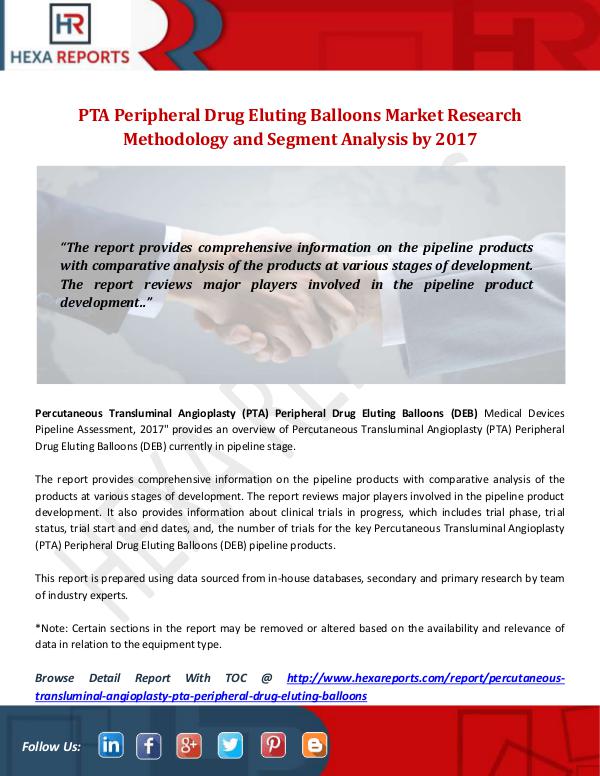 Hexa Reports Industry PTA Peripheral Drug Eluting Balloons Market