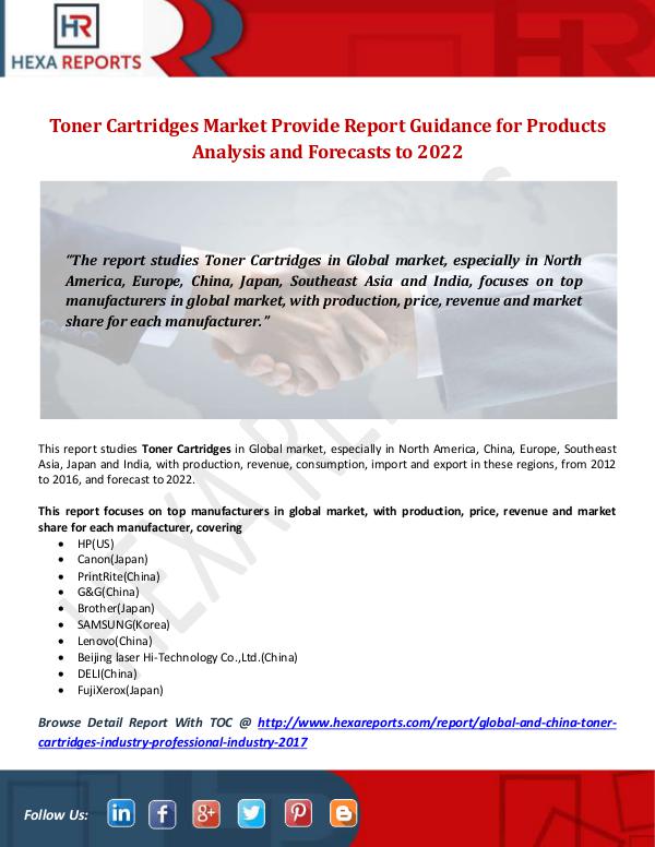 Hexa Reports Industry Toner Cartridges Market