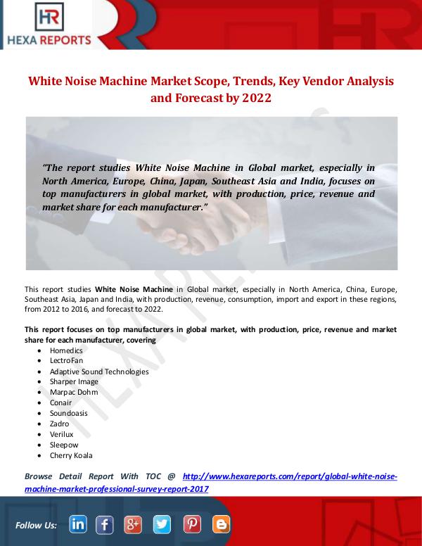 Hexa Reports Industry White Noise Machine Market