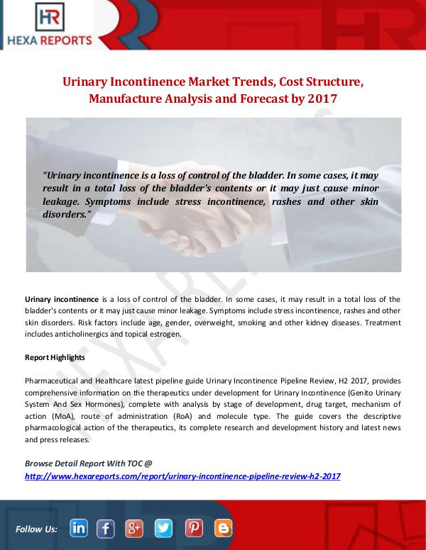 Hexa Reports Industry Urinary Incontinence Market