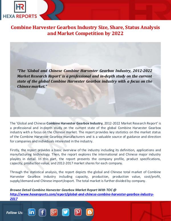 Hexa Reports Industry Combine Harvester Gearbox Industry