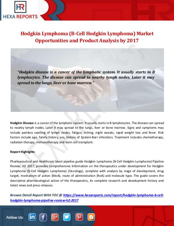 Hexa Reports Industry Hodgkin Lymphoma (B-Cell Hodgkin Lymphoma) Market