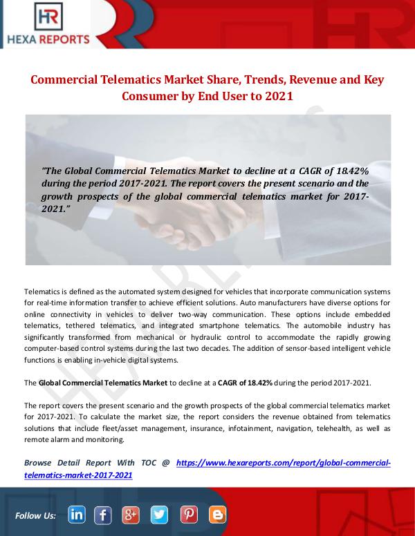 Hexa Reports Industry Commercial Telematics Market