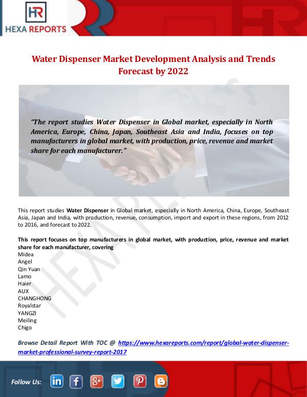 Hexa Reports Industry Water Dispenser Market