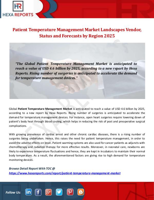 Hexa Reports Industry Patient Temperature Management Market