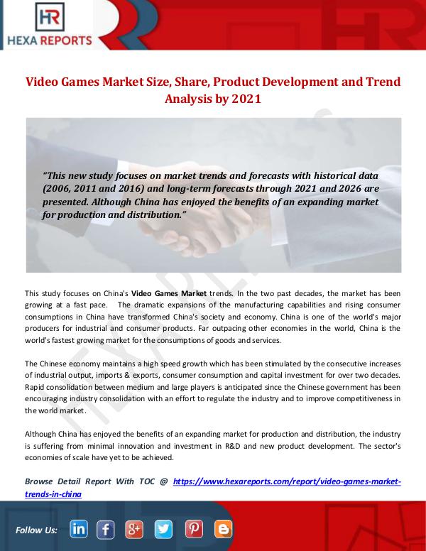 Hexa Reports Industry Video Games Market