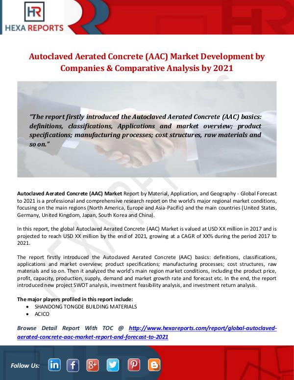 Hexa Reports Industry Autoclaved Aerated Concrete (AAC) Market