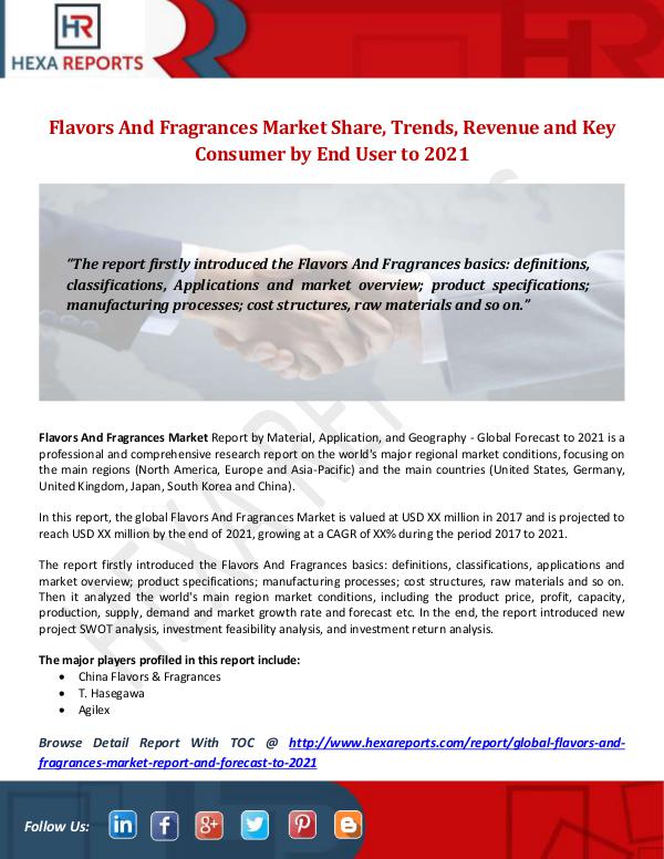 Hexa Reports Industry Flavors And Fragrances Market