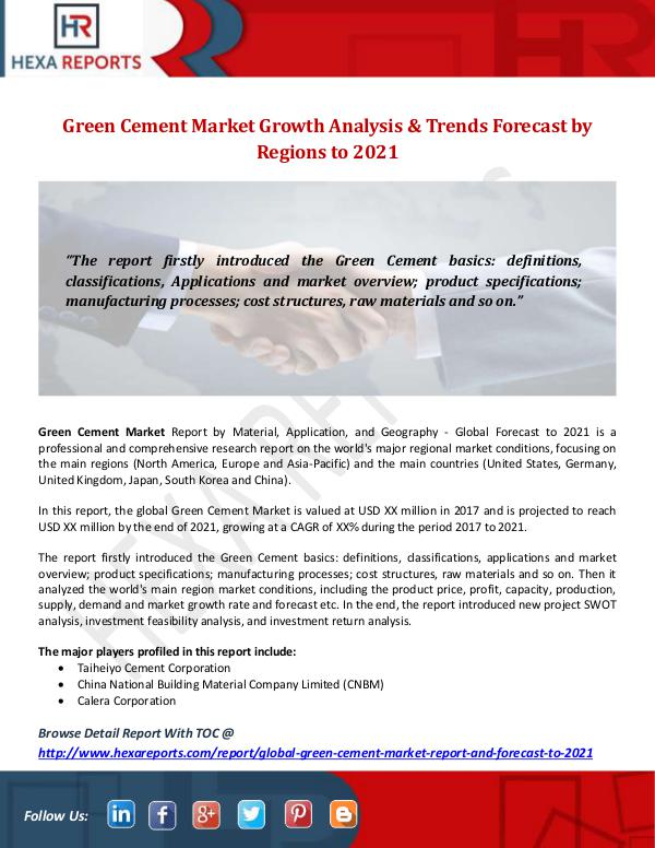 Hexa Reports Industry Green Cement Market
