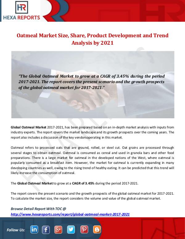 Hexa Reports Industry Oatmeal Market