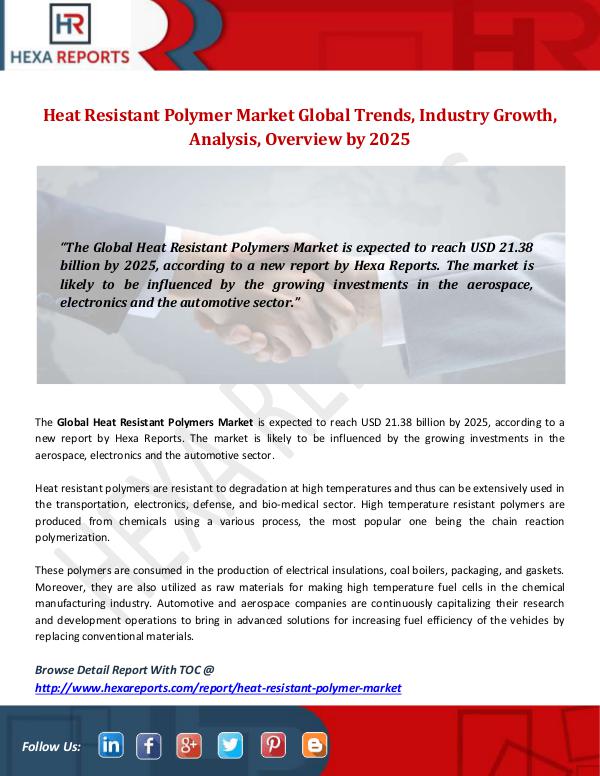 Hexa Reports Industry Heat Resistant Polymer Market