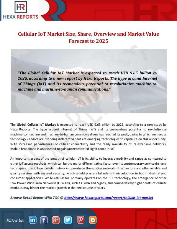 Hexa Reports Industry Cellular IoT Market