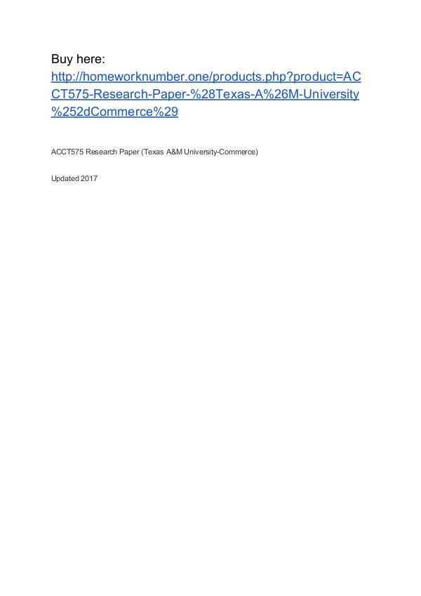 ACCT575 Research Paper (Texas A&M University-Commerce)
