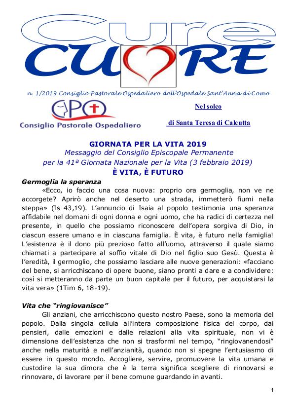 Cure-Cuore n. 1/2019 a cura del C.P.O. Sant'Anna - Como Cure-Cuore n. 1/2019 a cura del CPO Sant'Anna - Co