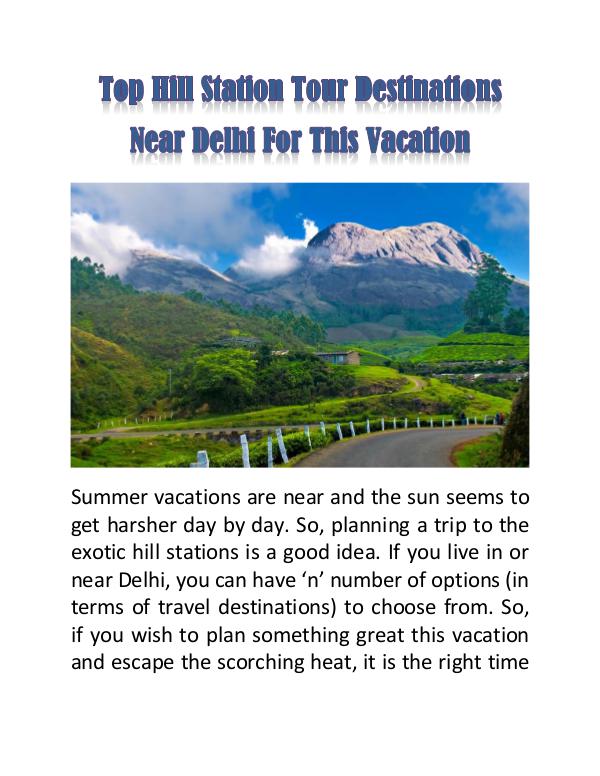 Top Hill Station Tour Destinations Near Delhi For This Vacation Top Hill Station Tour Destinations Near Delhi For