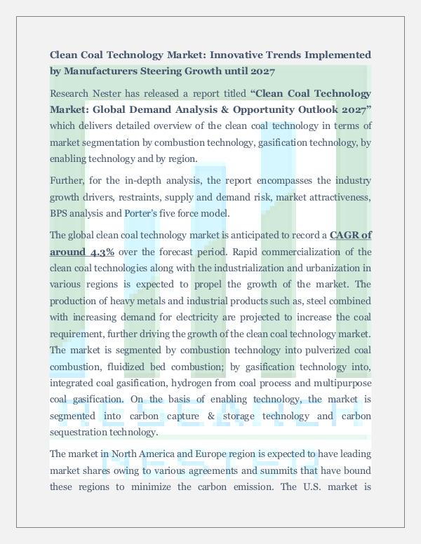 Clean Coal Technology Market Analysis