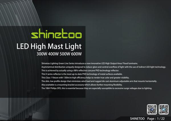 Shinetoo 300-600W LED High Mast flood lighting