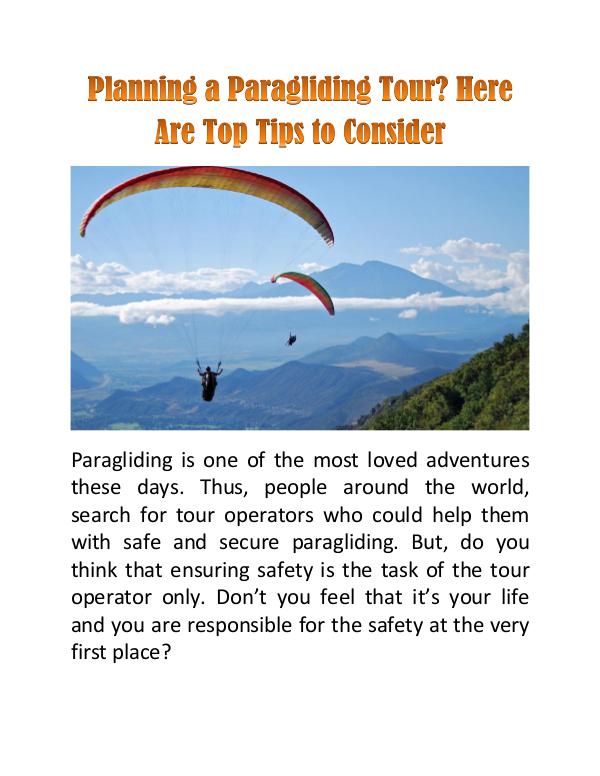 Planning a Paragliding Tour? Here Are Top Tips to Consider Planning a Paragliding Tour? Here Are Top Tips