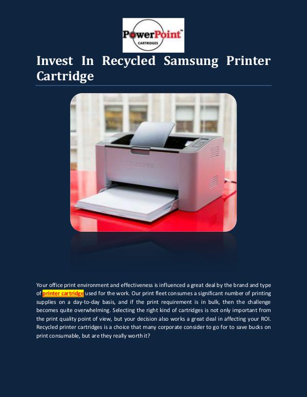 Power Point Cartridges Pvt Ltd Invest In Recycled Samsung Printer Cartridge