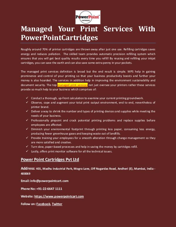 Power Point Cartridges Pvt Ltd Managed Print Services - Power Point Cartridges Pv