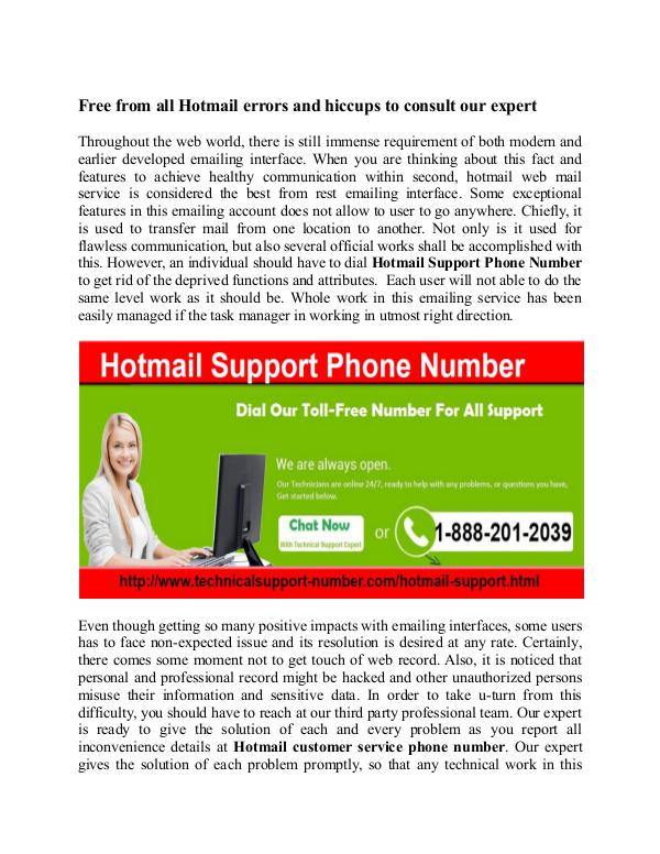 Hotmail Customer Care number in USA 1.0