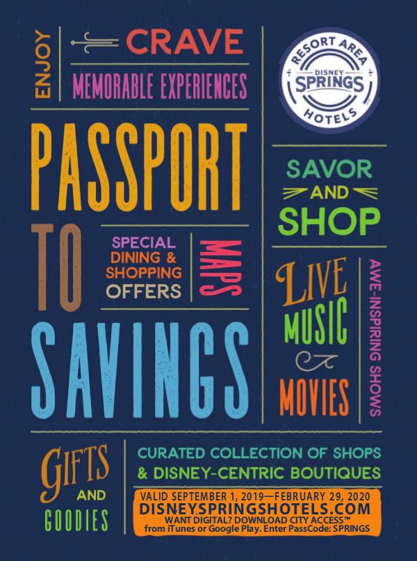 Disney Springs Passport Sept 2019 - Feb 2020