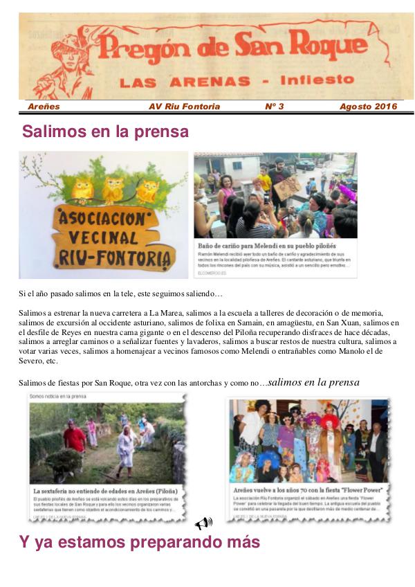 Periódico Pregón de San Roque - Areñes (Piloña Asturias) 2016 Pregón de San Roque -Areñes (Piloña Asturias)