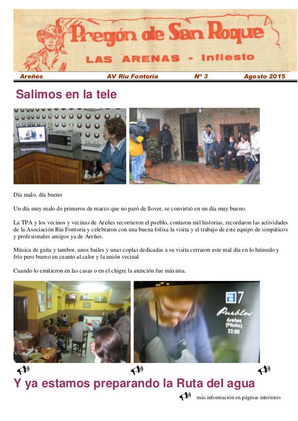 Periódico Pregón de San Roque - Areñes (Piloña Asturias) 2015 Pregón de San Roque -Areñes (Piloña Asturias)