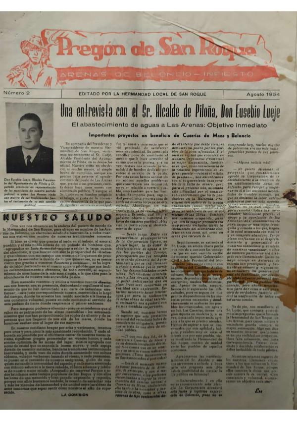 Pregón de San Roque Ejemplar original de 1954