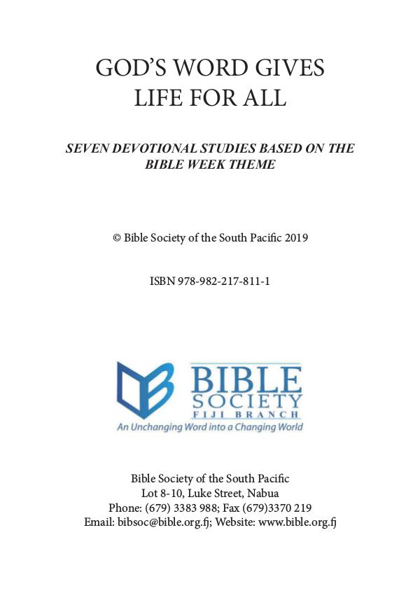 Bible Week Booklet Fijian Version BB 2019 English