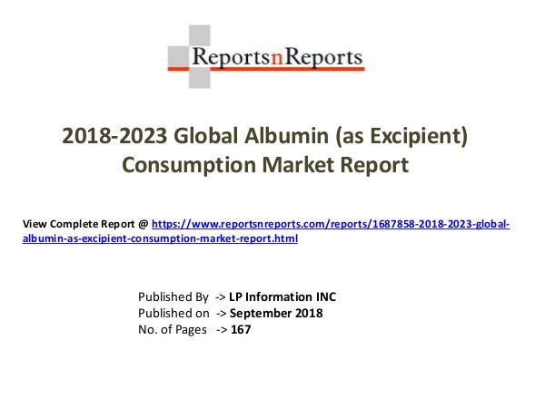2018-2023 Global Albumin (as Excipient) Consumptio