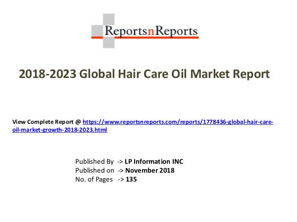 Global Hair Care Oil Market Growth 2018-2023