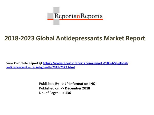 Global Antidepressants Market Growth 2018-2023